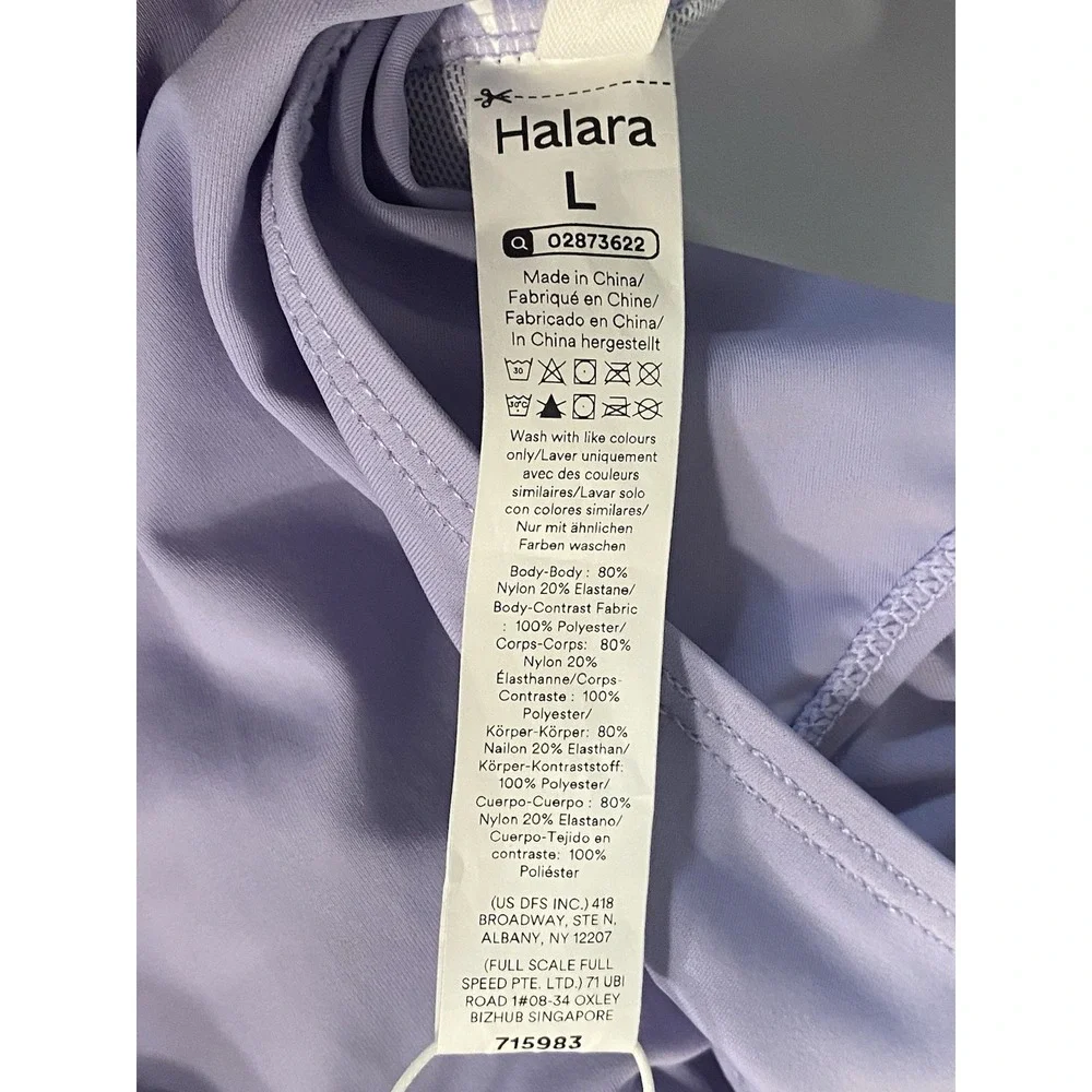 NWT Halara V Neck Ruched Asymmetric Tie 2-in-1 Tummy Control 1PC Swimsuit Large‎